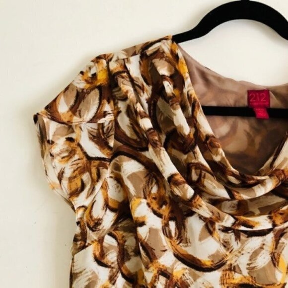 212 Collection Blouse M Petite Cowl Neck Circle Chain Print - Picture 3 of 8